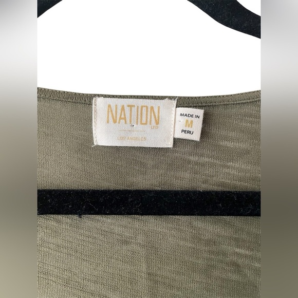 Nation LTD Olive Green Long Sleeve Blouse with Button Detailing Medium - Picture 3 of 5